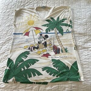 VTG Sunday Comics Disney Minnie Mouse Beach T-Shirt Tunic OSFA 80s Korea AOP